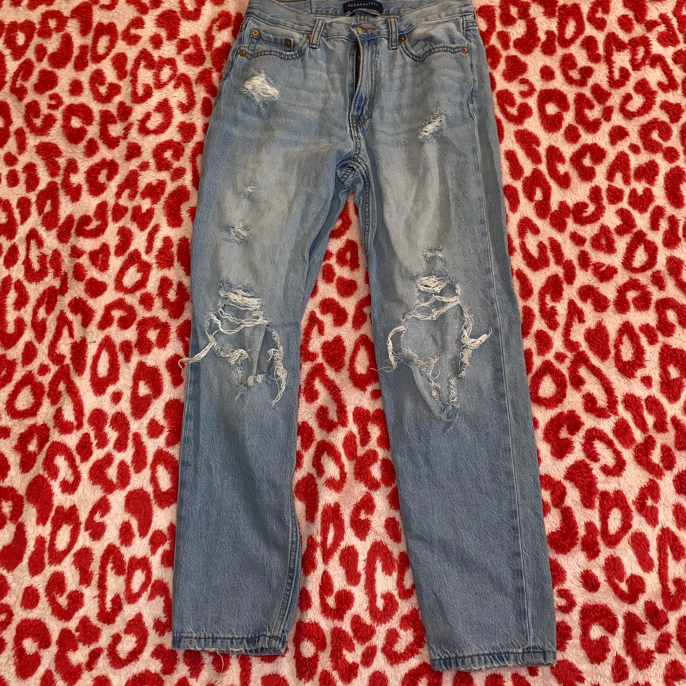 Women’s Distressed Blue Mom Jeans